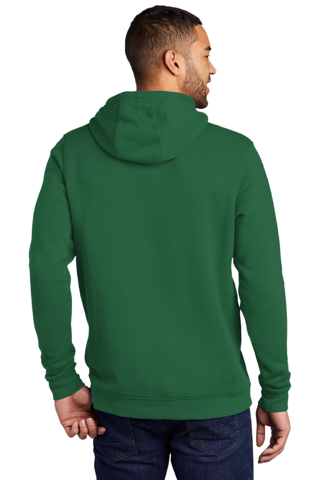 Nike CJ1611 Mens Club Fleece Hooded Sweatshirt Hoodie w/ Pouch Pocket Dark Green Model Back