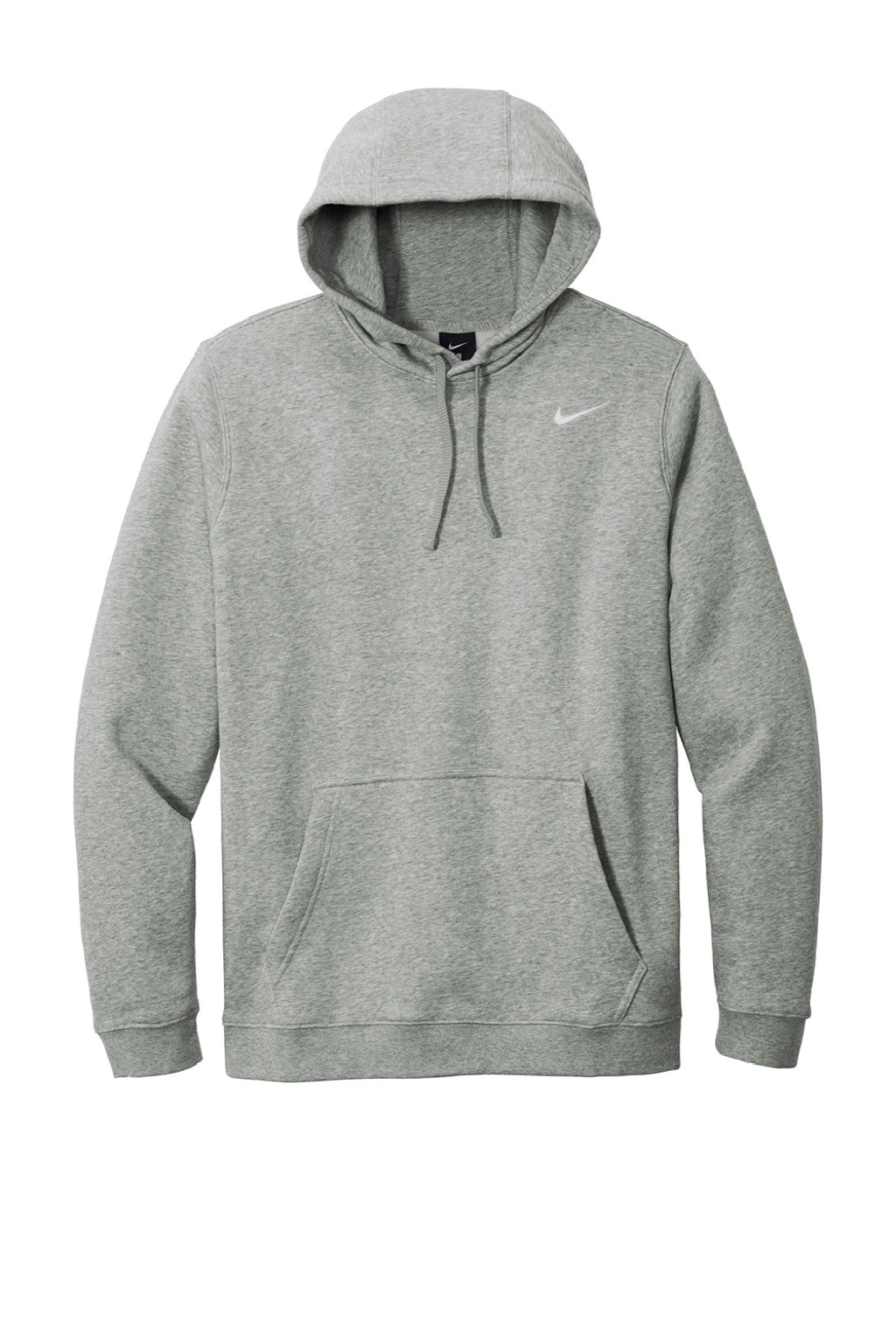 Nike CJ1611 Mens Club Fleece Hooded Sweatshirt Hoodie w/ Pouch Pocket Heather Dark Grey Flat Front