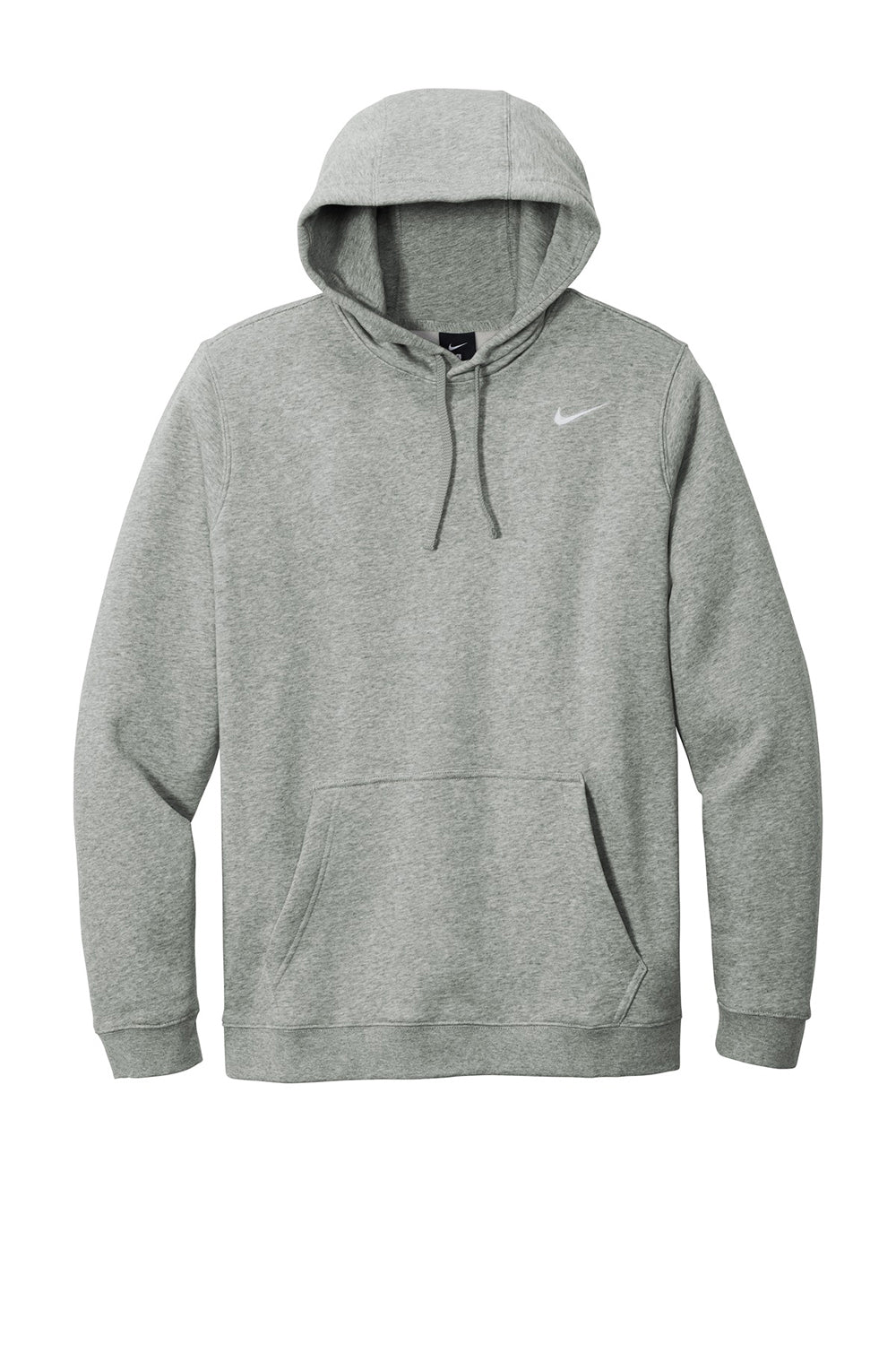 Nike CJ1611 Mens Club Fleece Hooded Sweatshirt Hoodie Heather Dark Grey Flat Front