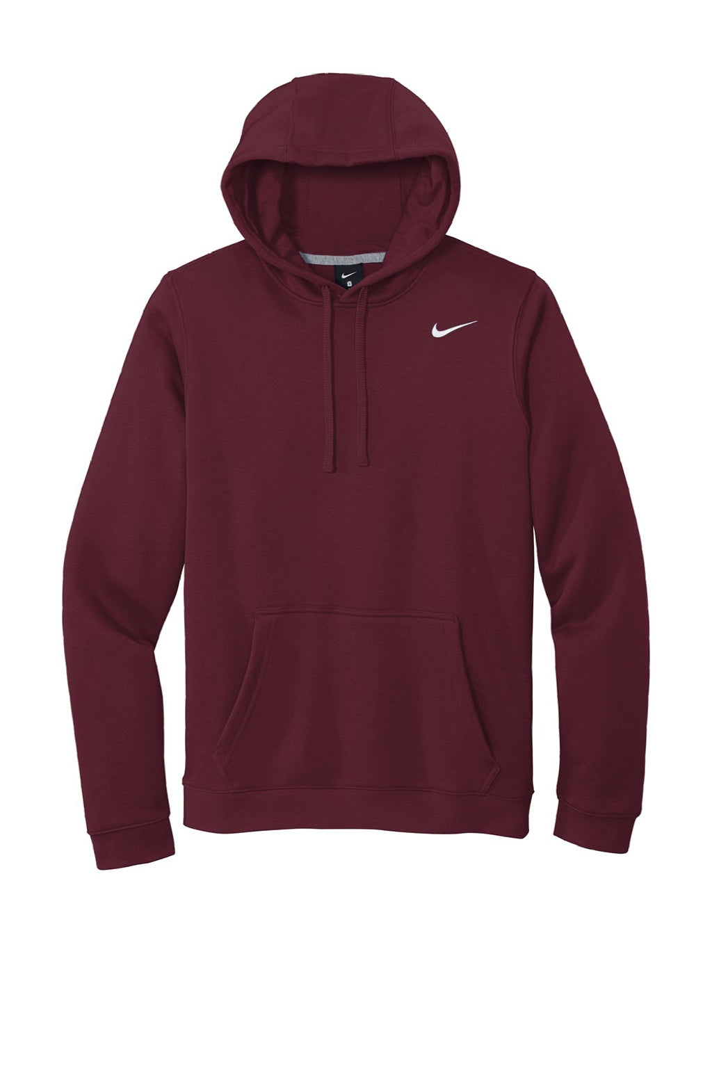 Nike CJ1611 Mens Club Fleece Hooded Sweatshirt Hoodie w/ Pouch Pocket Dark Maroon Flat Front