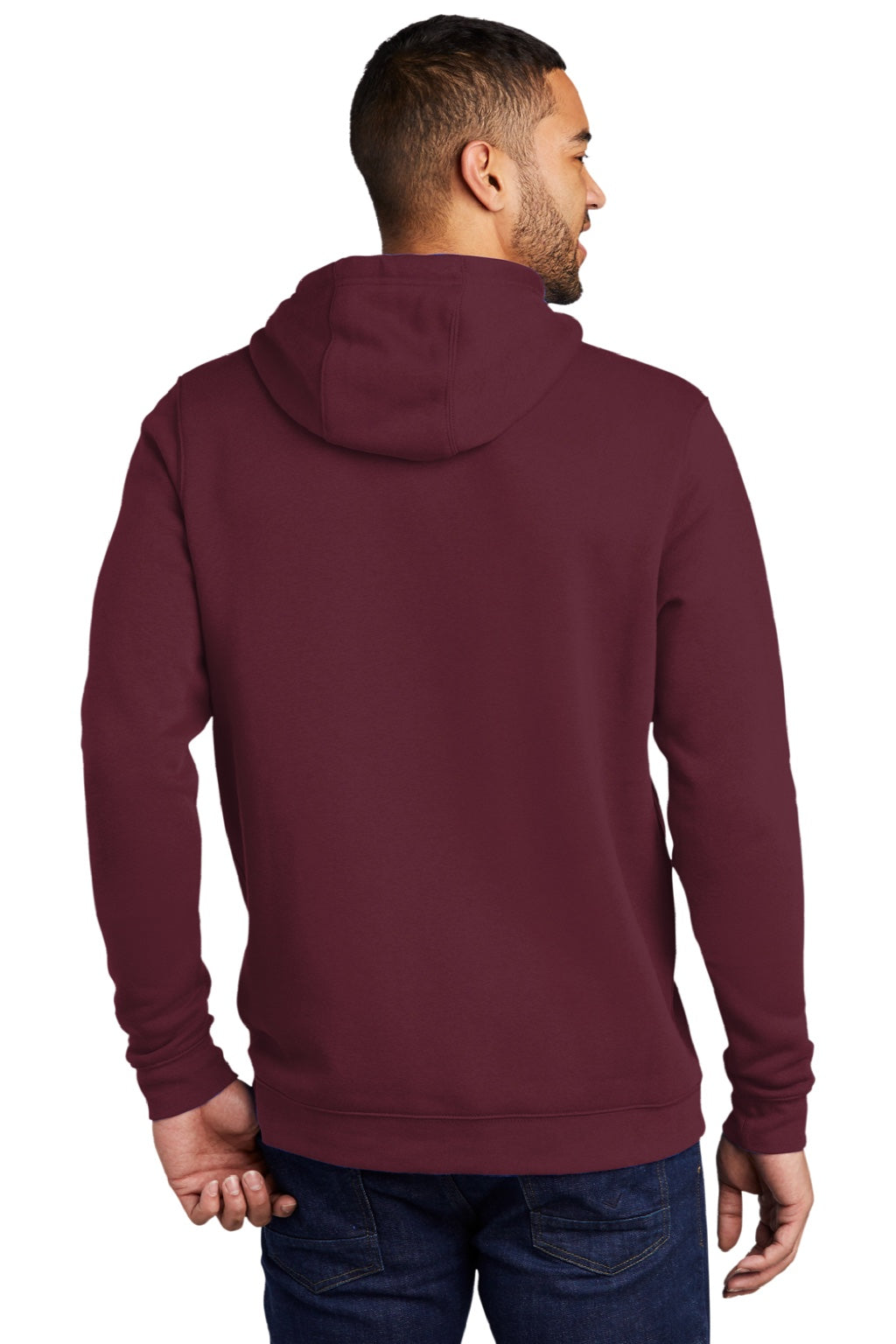 Nike CJ1611 Mens Club Fleece Hooded Sweatshirt Hoodie w/ Pouch Pocket Dark Maroon Model Back