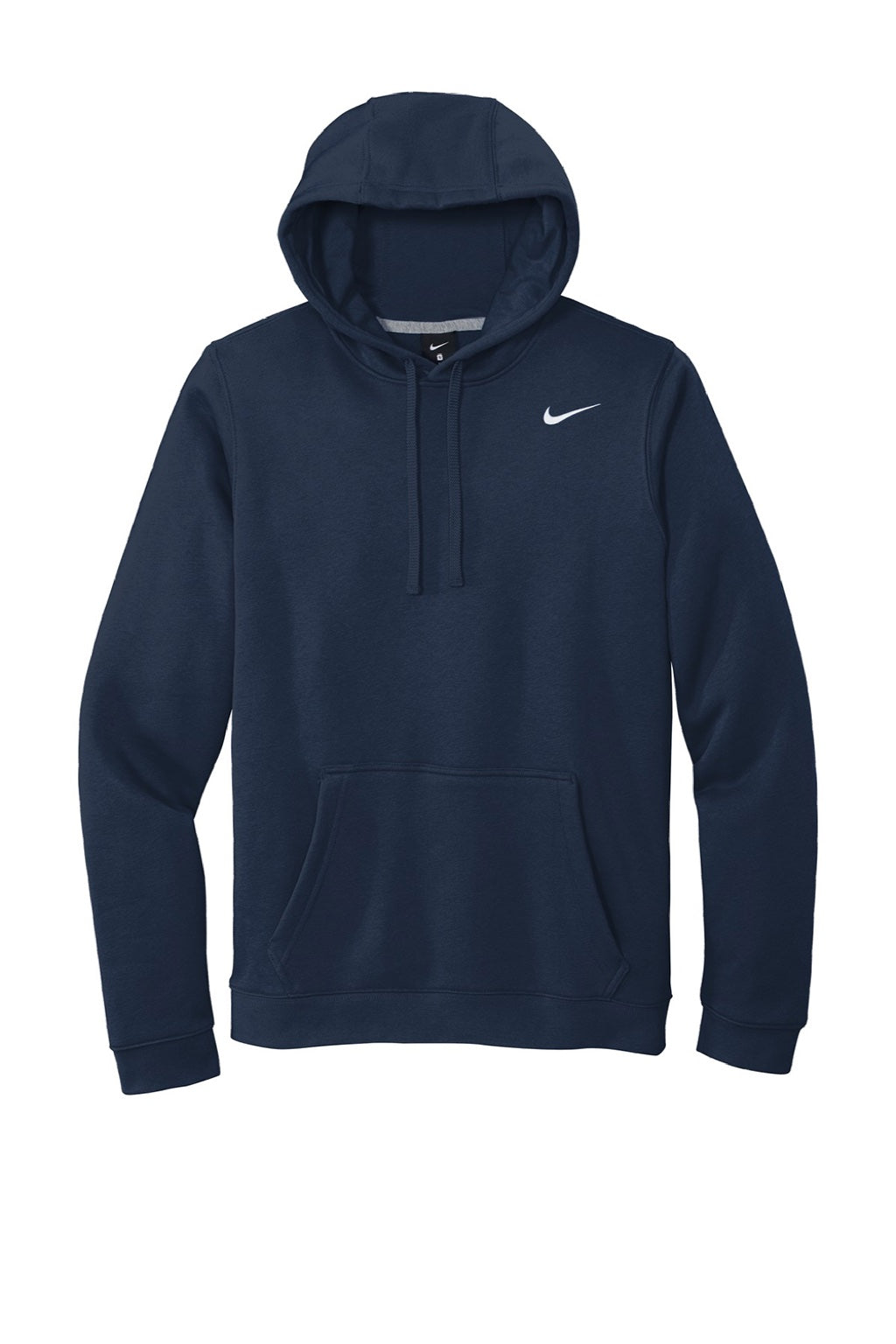 Nike CJ1611 Mens Club Fleece Hooded Sweatshirt Hoodie w/ Pouch Pocket Navy Blue Flat Front