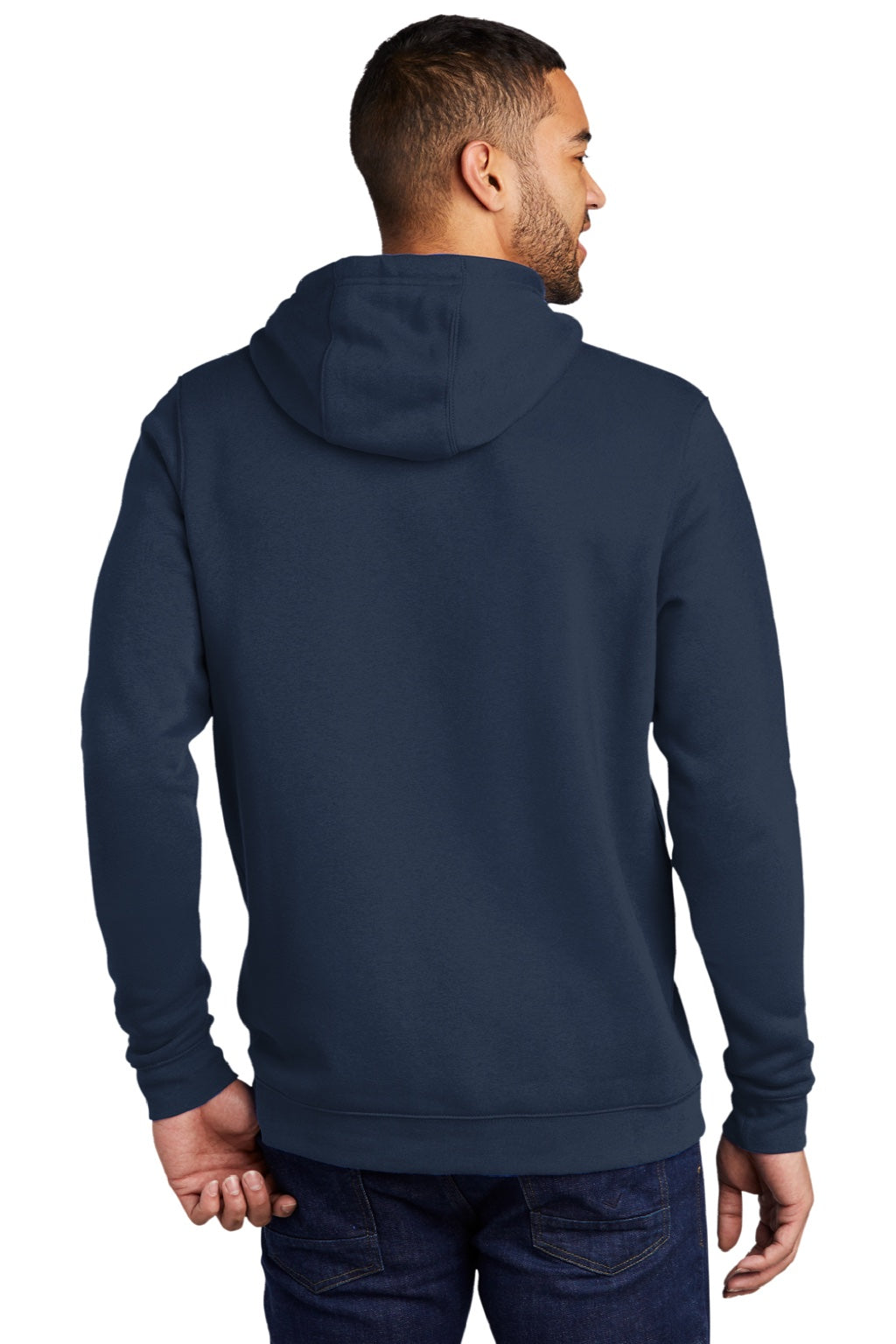 Nike CJ1611 Mens Club Fleece Hooded Sweatshirt Hoodie w/ Pouch Pocket Navy Blue Model Back
