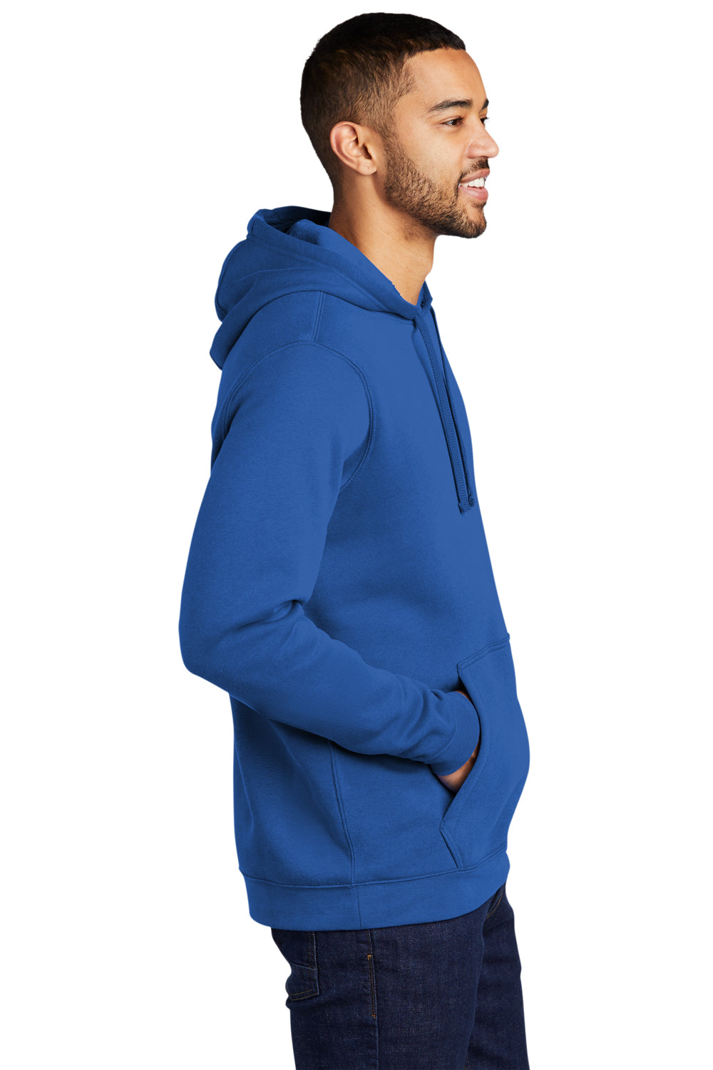 Nike CJ1611 Mens Club Fleece Hooded Sweatshirt Hoodie Royal Blue Model Side