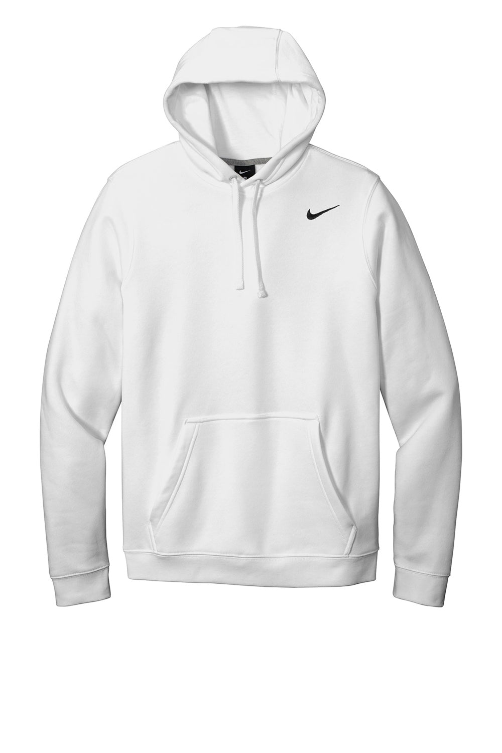 Nike CJ1611 Mens Club Fleece Hooded Sweatshirt Hoodie White Flat Front