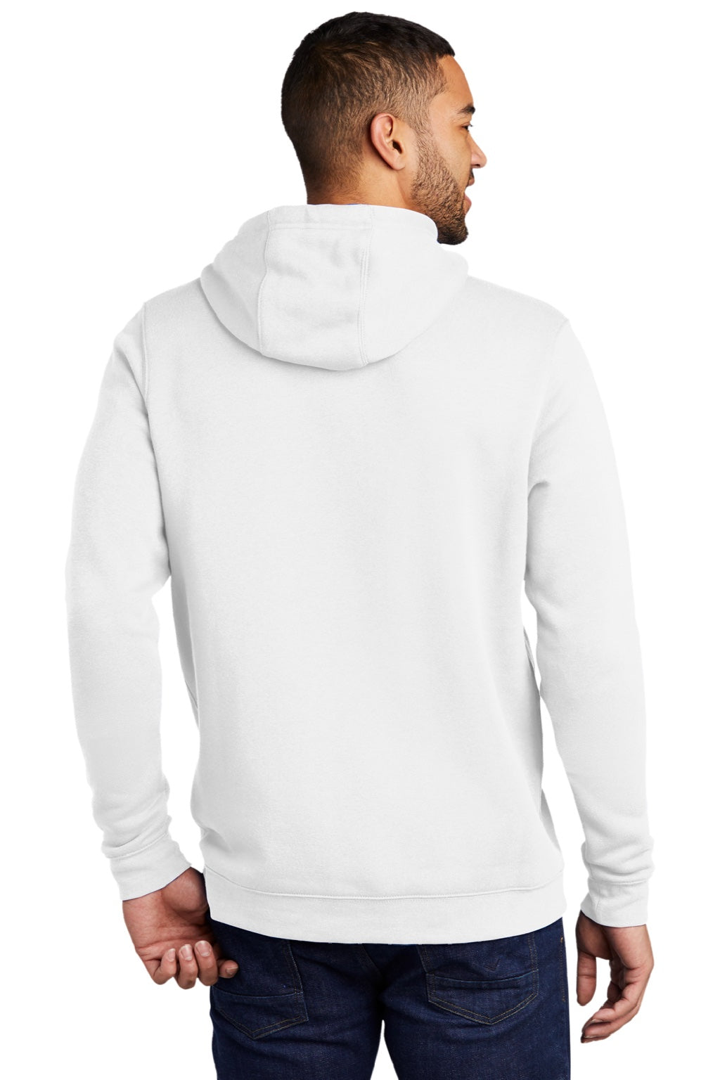 Nike CJ1611 Mens Club Fleece Hooded Sweatshirt Hoodie w/ Pouch Pocket White Model Back