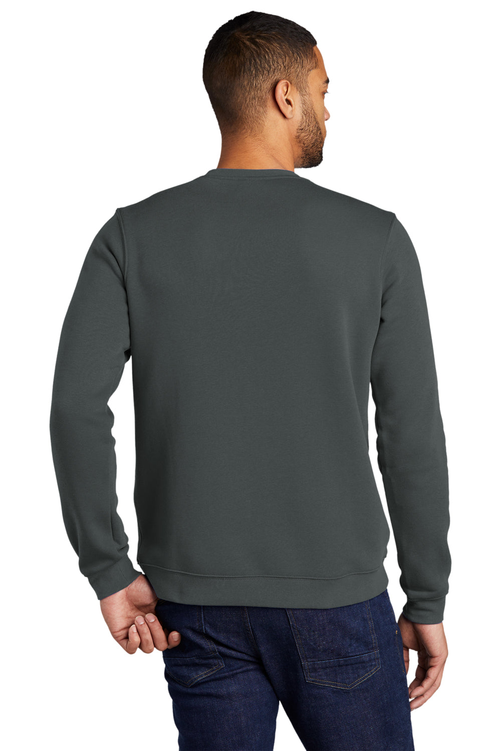 Nike CJ1614 Mens Club Fleece Crewneck Sweatshirt Anthracite Grey Model Back