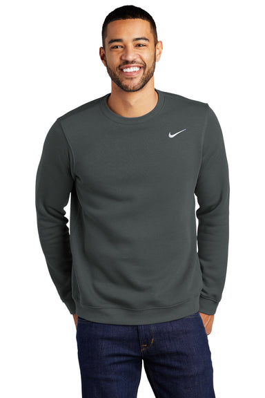 Nike CJ1614 Mens Club Fleece Crewneck Sweatshirt Anthracite Grey Model Front