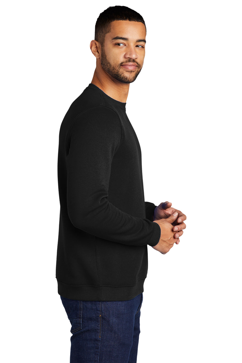 Nike CJ1614 Mens Club Fleece Crewneck Sweatshirt Black Model Side