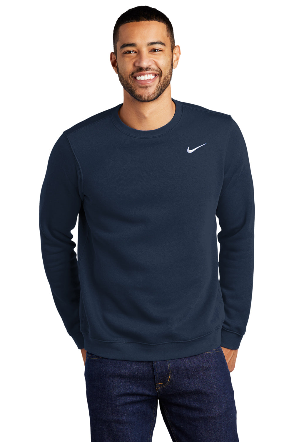 Nike Mens Club Fleece Crewneck Sweatshirt Navy Blue - Main Image