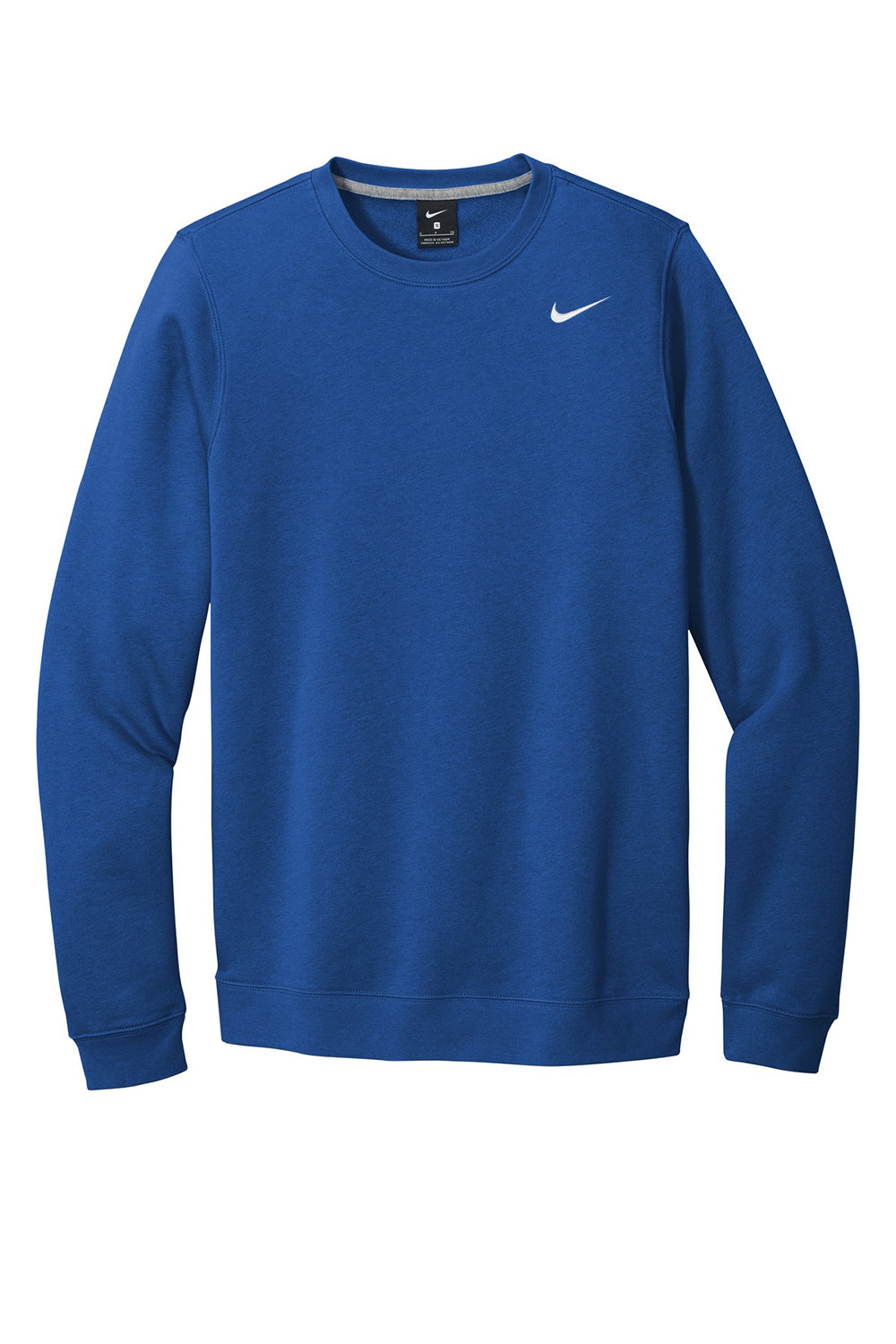 Nike CJ1614 Mens Club Fleece Crewneck Sweatshirt Royal Blue Flat Front