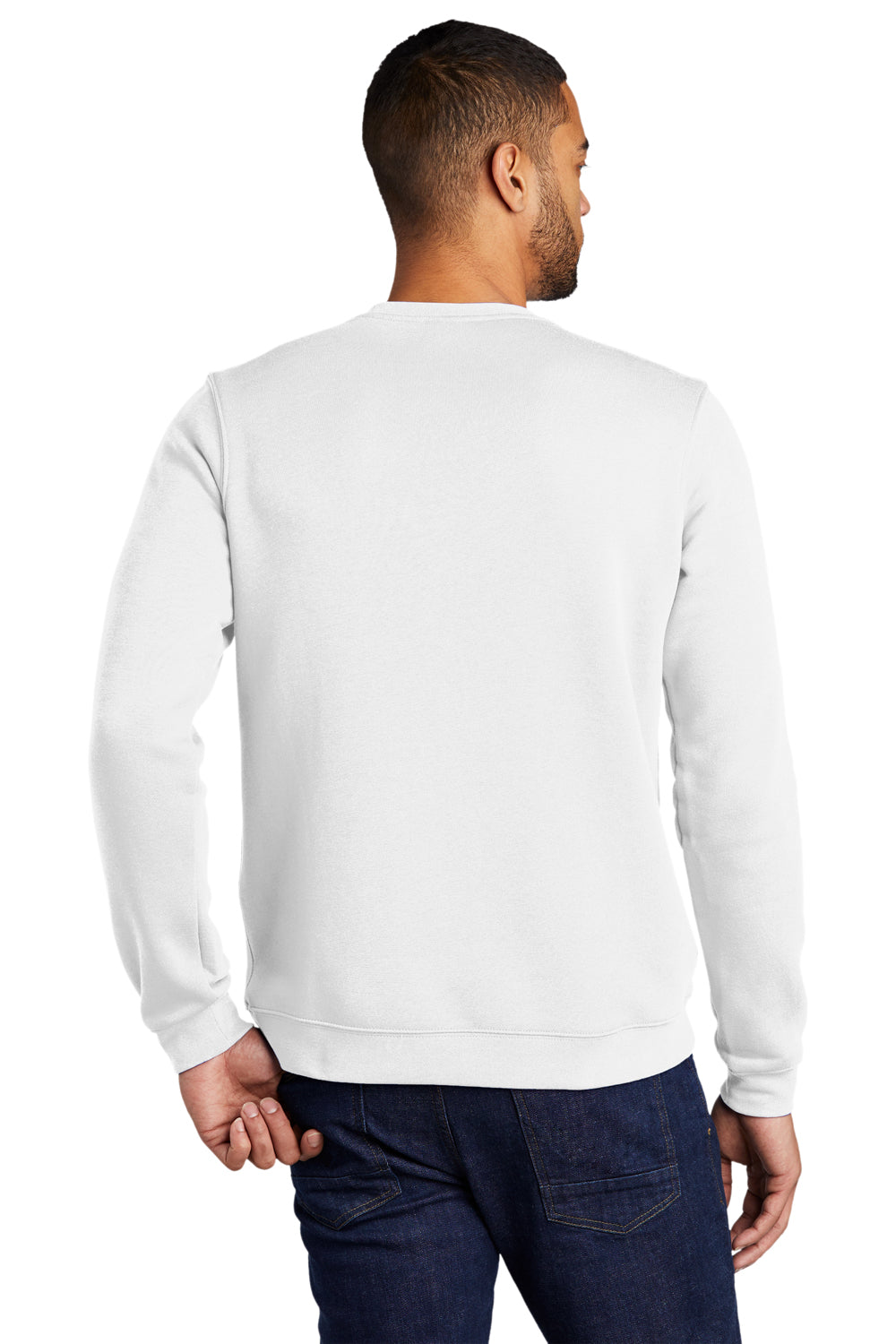 Nike CJ1614 Mens Club Fleece Crewneck Sweatshirt White Model Back