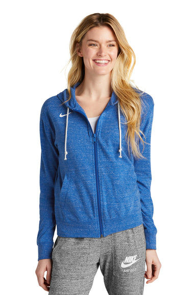 Nike CN9402 Womens Gym Vintage Full Zip Hooded Sweatshirt Hoodie Team Royal Blue Model Front