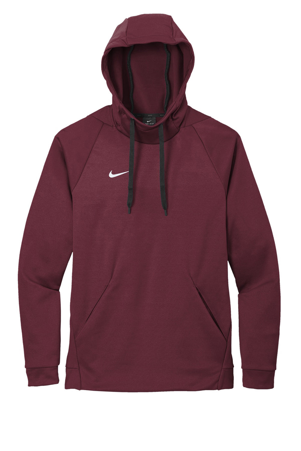 Nike CN9473 Mens Therma-Fit Moisture Wicking Fleece Hooded Sweatshirt Hoodie Team Dark Maroon Flat Front