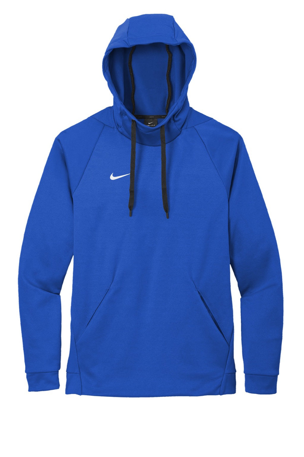 Nike CN9473 Mens Therma-Fit Moisture Wicking Fleece Hooded Sweatshirt Hoodie w/ Pouch Pocket Team Royal Blue Flat Front