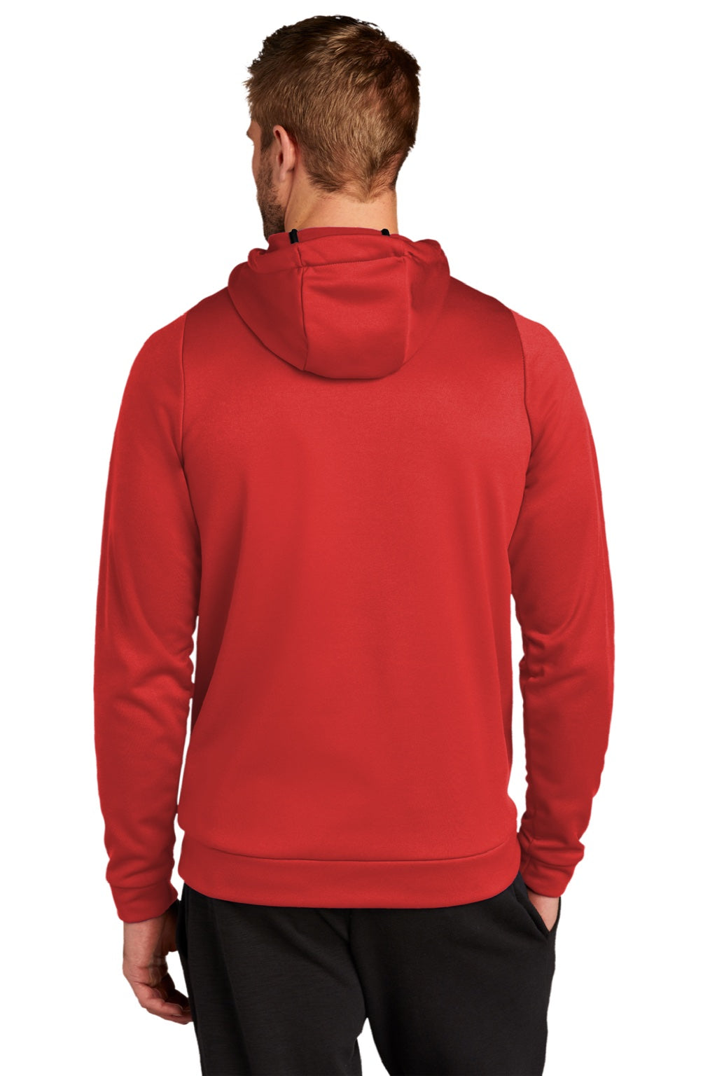 Nike CN9473 Mens Therma-Fit Moisture Wicking Fleece Hooded Sweatshirt Hoodie w/ Pouch Pocket Team Scarlet Red Model Back