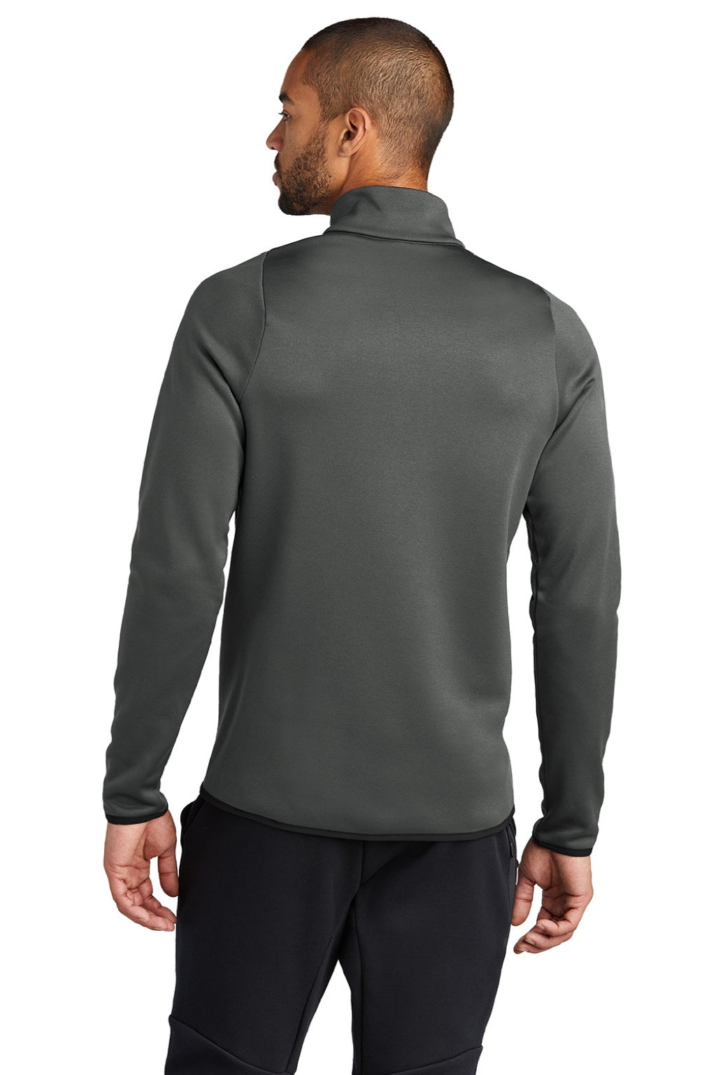 Nike CN9492 Mens Therma-Fit Moisture Wicking Fleece 1/4 Zip Sweatshirt Team Anthracite Grey Model Back