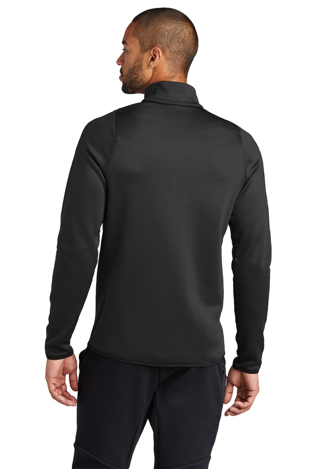 Nike CN9492 Mens Therma-Fit Moisture Wicking Fleece 1/4 Zip Sweatshirt Team Black Model Back