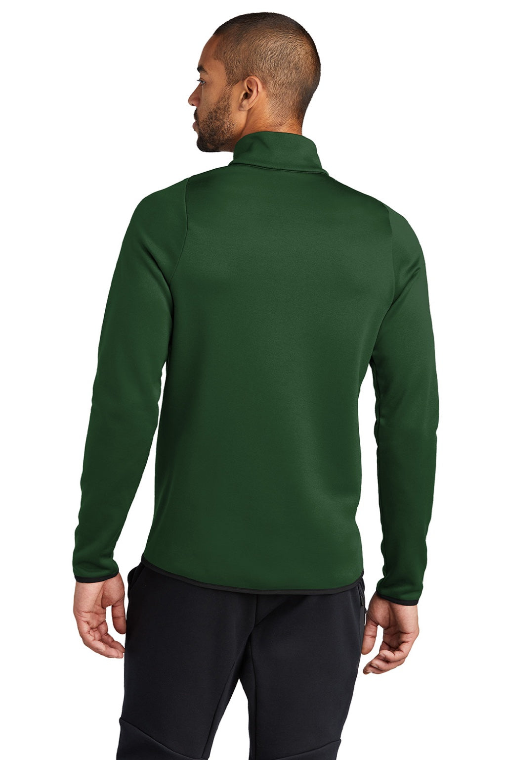 Nike CN9492 Mens Therma-Fit Moisture Wicking Fleece 1/4 Zip Sweatshirt Team Dark Green Model Back