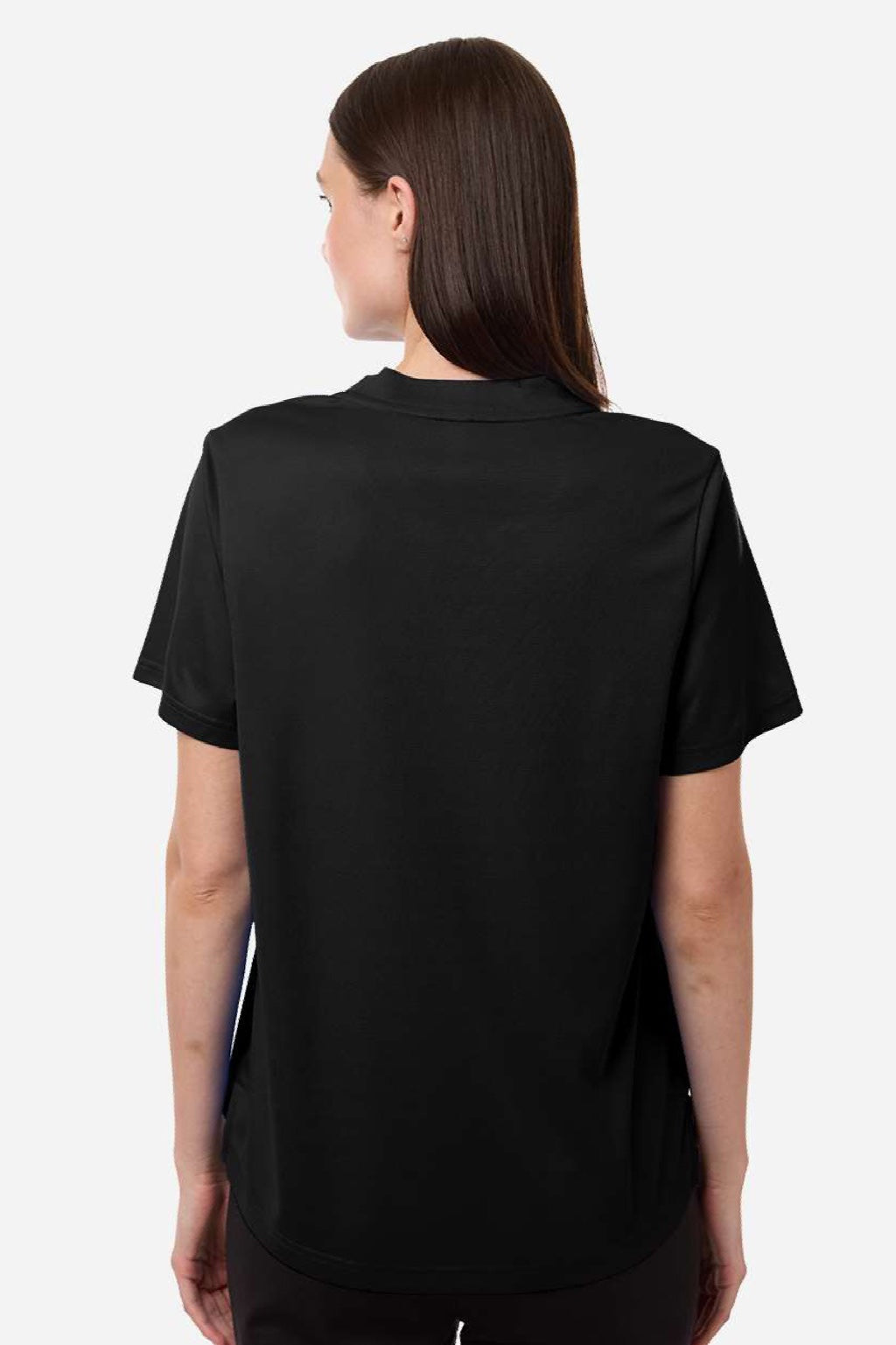 Core 365 CE108W Womens Nova Performance Pique Short Sleeve Polo Shirt Black Model Back