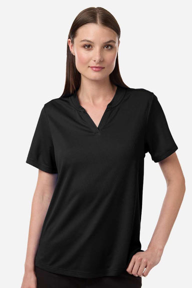 Core 365 CE108W Womens Nova Performance Pique Short Sleeve Polo Shirt Black Model Front
