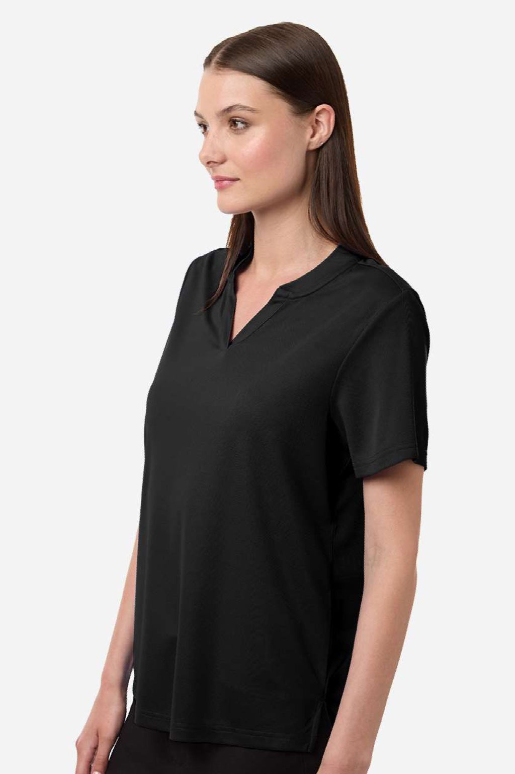Core 365 CE108W Womens Nova Performance Pique Short Sleeve Polo Shirt Black Model Side