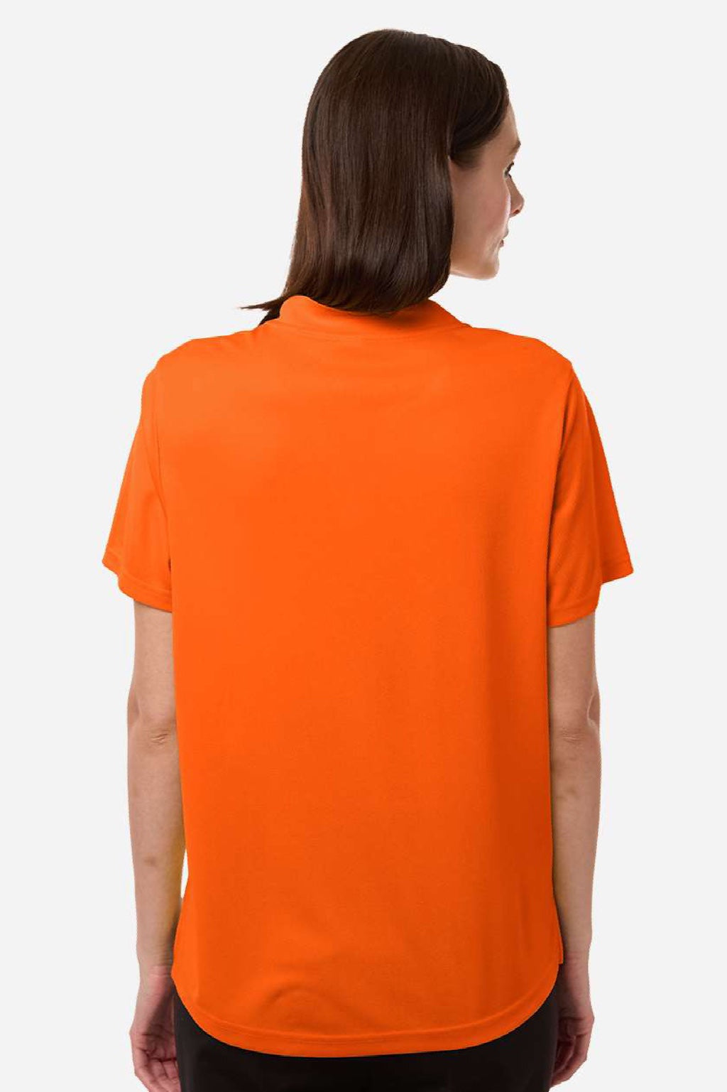 Core 365 CE108W Womens Nova Performance Pique Short Sleeve Polo Shirt Campus Orange Model Back