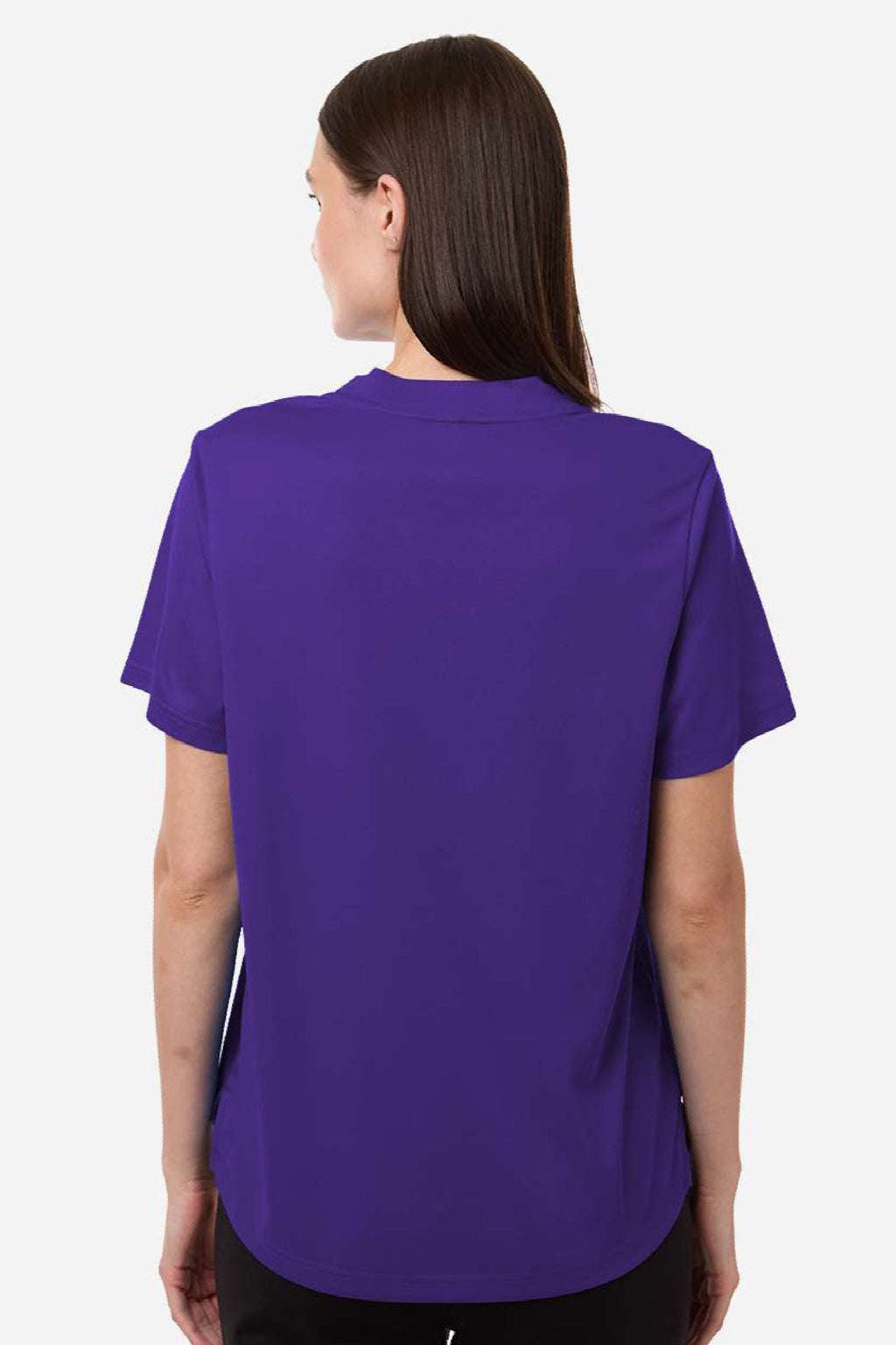 Core 365 CE108W Womens Nova Performance Pique Short Sleeve Polo Shirt Campus Purple Model Back