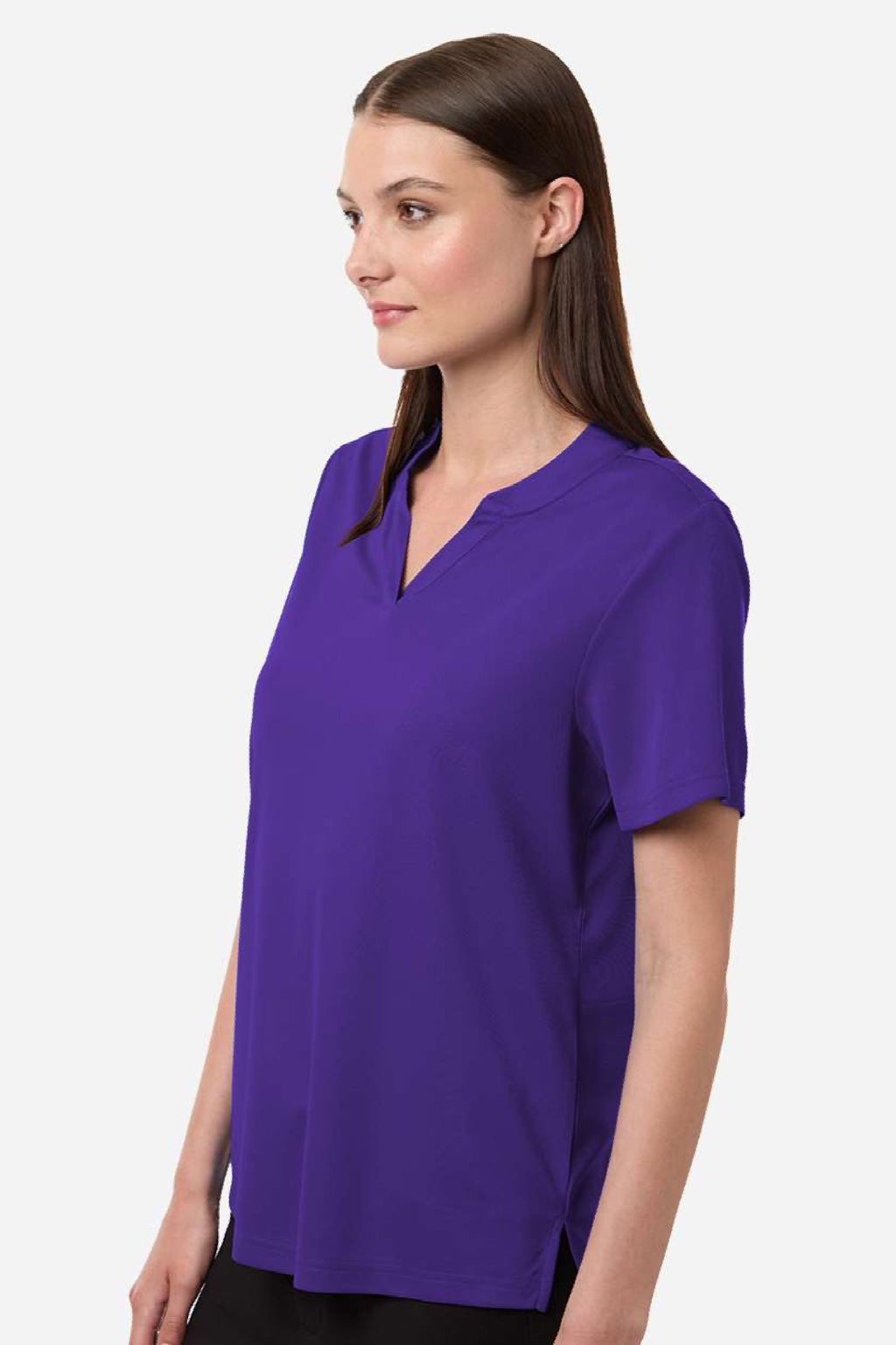 Core 365 CE108W Womens Nova Performance Pique Short Sleeve Polo Shirt Campus Purple Model Side
