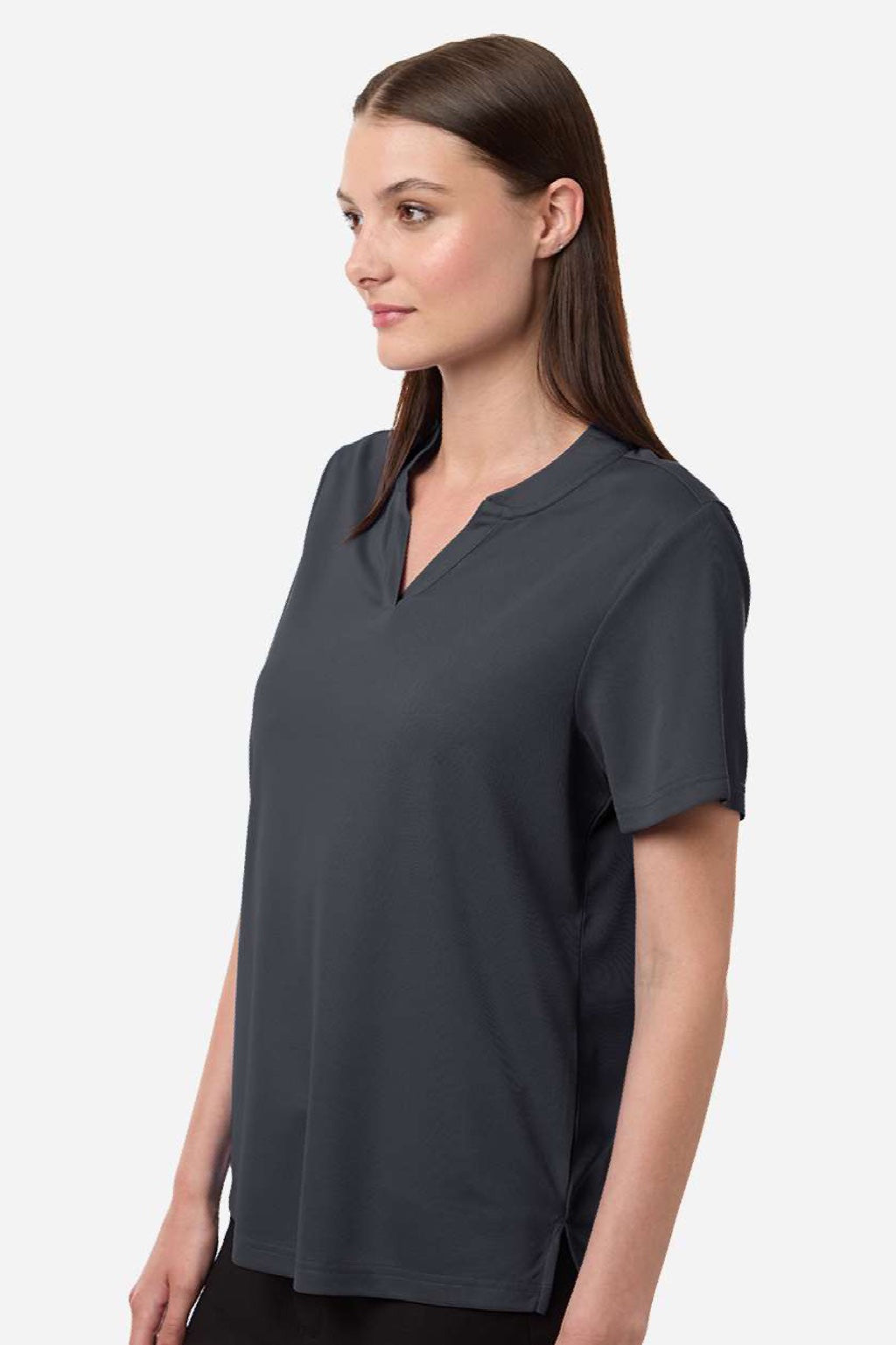 Core 365 CE108W Womens Nova Performance Pique Short Sleeve Polo Shirt Carbon Grey Model Side
