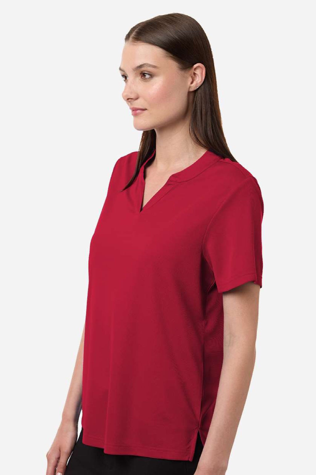 Core 365 CE108W Womens Nova Performance Pique Short Sleeve Polo Shirt Classic Red Model Side