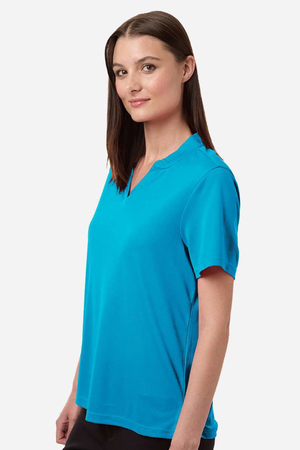Core 365 CE108W Womens Nova Performance Pique Short Sleeve Polo Shirt Electric Blue Model Side