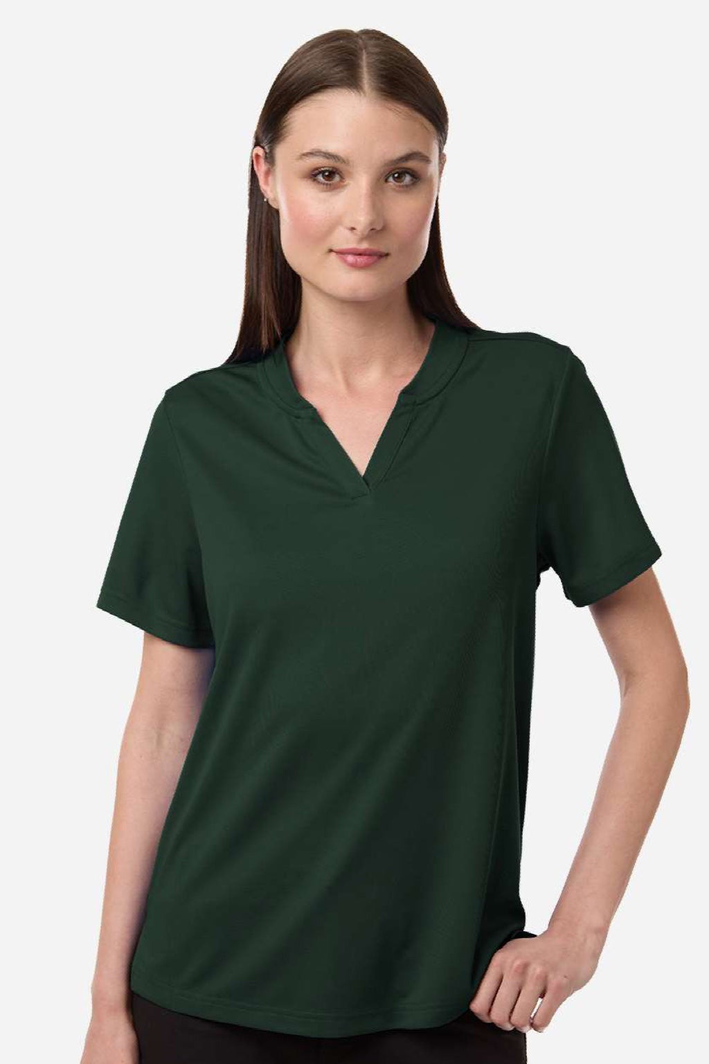 Core 365 CE108W Womens Nova Performance Pique Short Sleeve Polo Shirt Forest Green Model Front