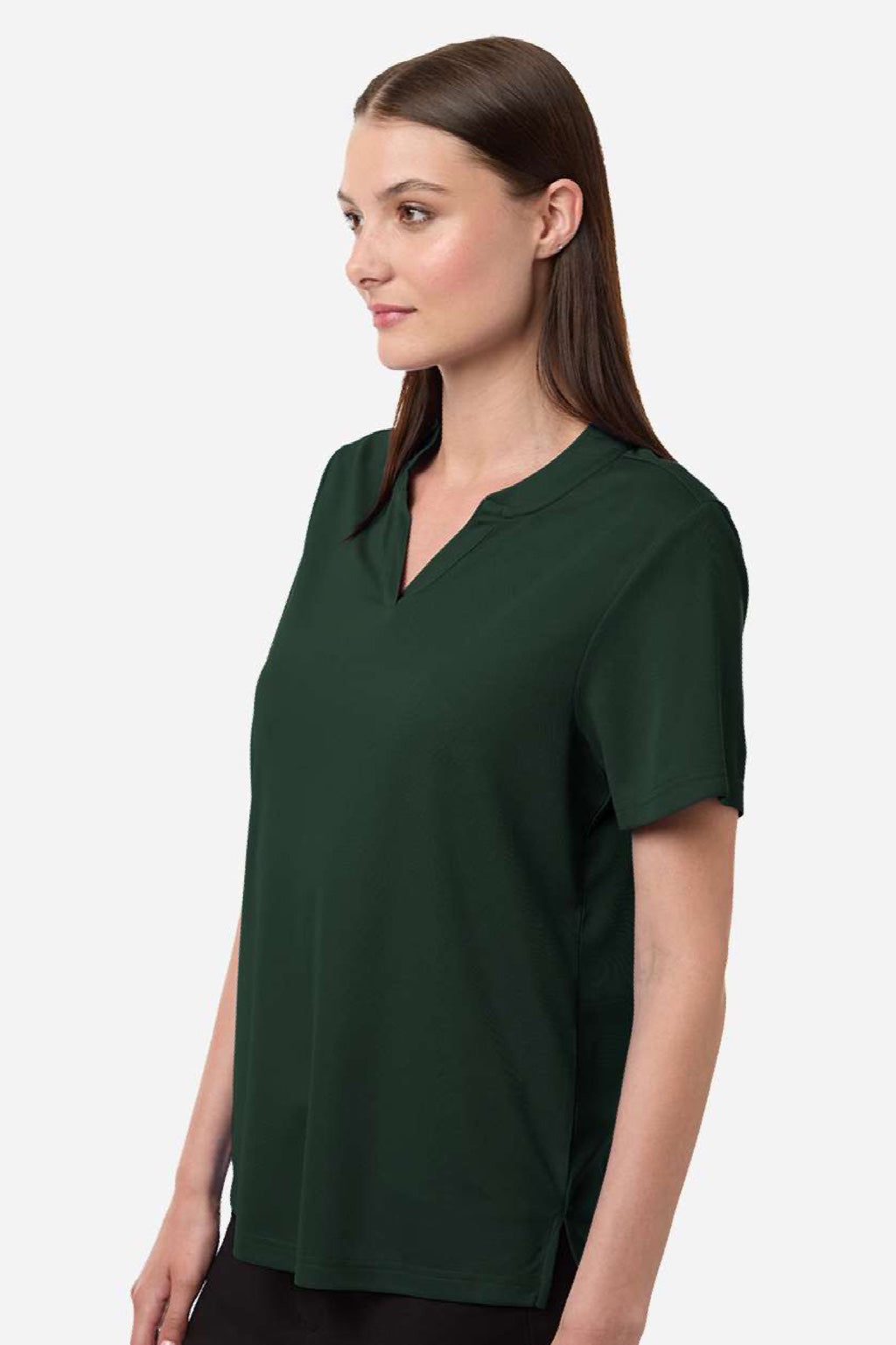Core 365 CE108W Womens Nova Performance Pique Short Sleeve Polo Shirt Forest Green Model Side
