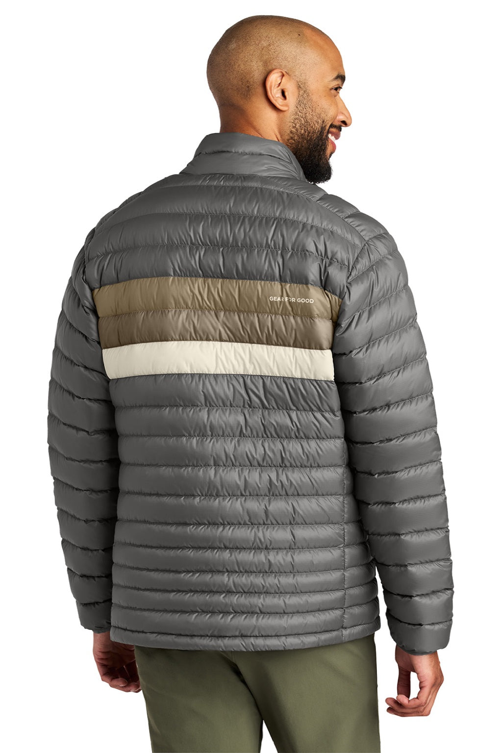 Cotopaxi COTOM1687 Mens Fuego Full Zip Down Jacket Cinder Grey/Desert Brown Model Back