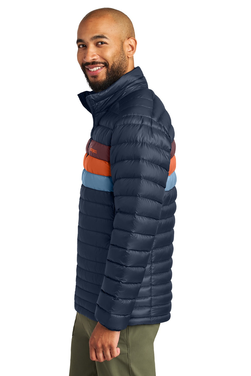 Cotopaxi COTOM1687 Mens Fuego Full Zip Down Jacket Maritime Blue/Mulberry Model Side