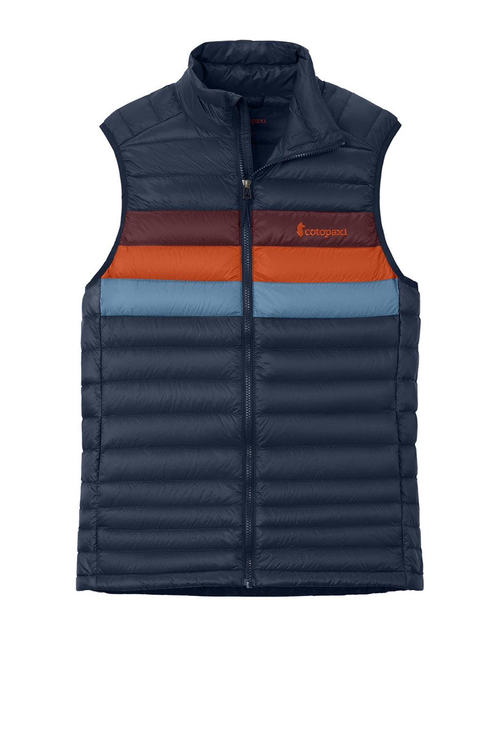 Cotopaxi COTOM1689 Mens Fuego Full Zip Down Vest Maritime Blue/Mulberry Flat Front
