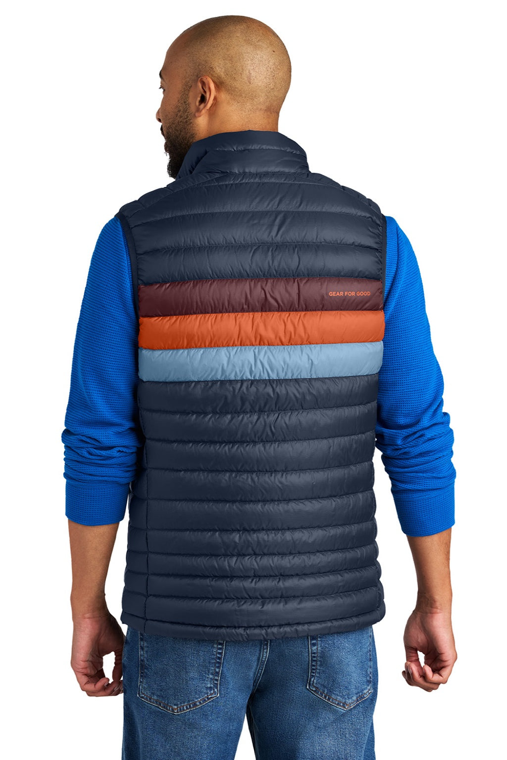 Cotopaxi COTOM1689 Mens Fuego Full Zip Down Vest Maritime Blue/Mulberry Model Back