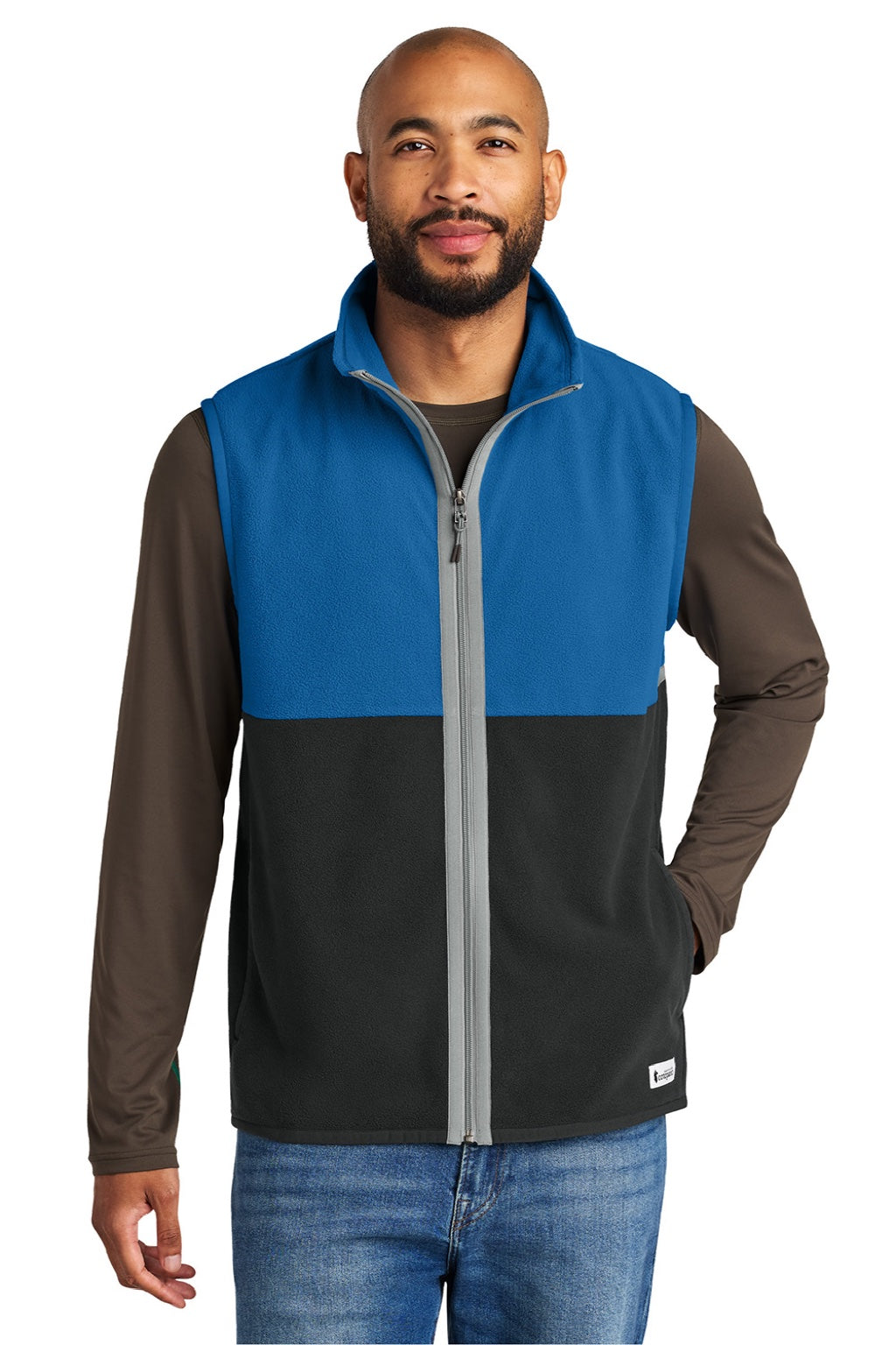 Cotopaxi COTOM1693 Mens Amado Fleece Full Zip Vest Atlantic Blue/Black Model Front