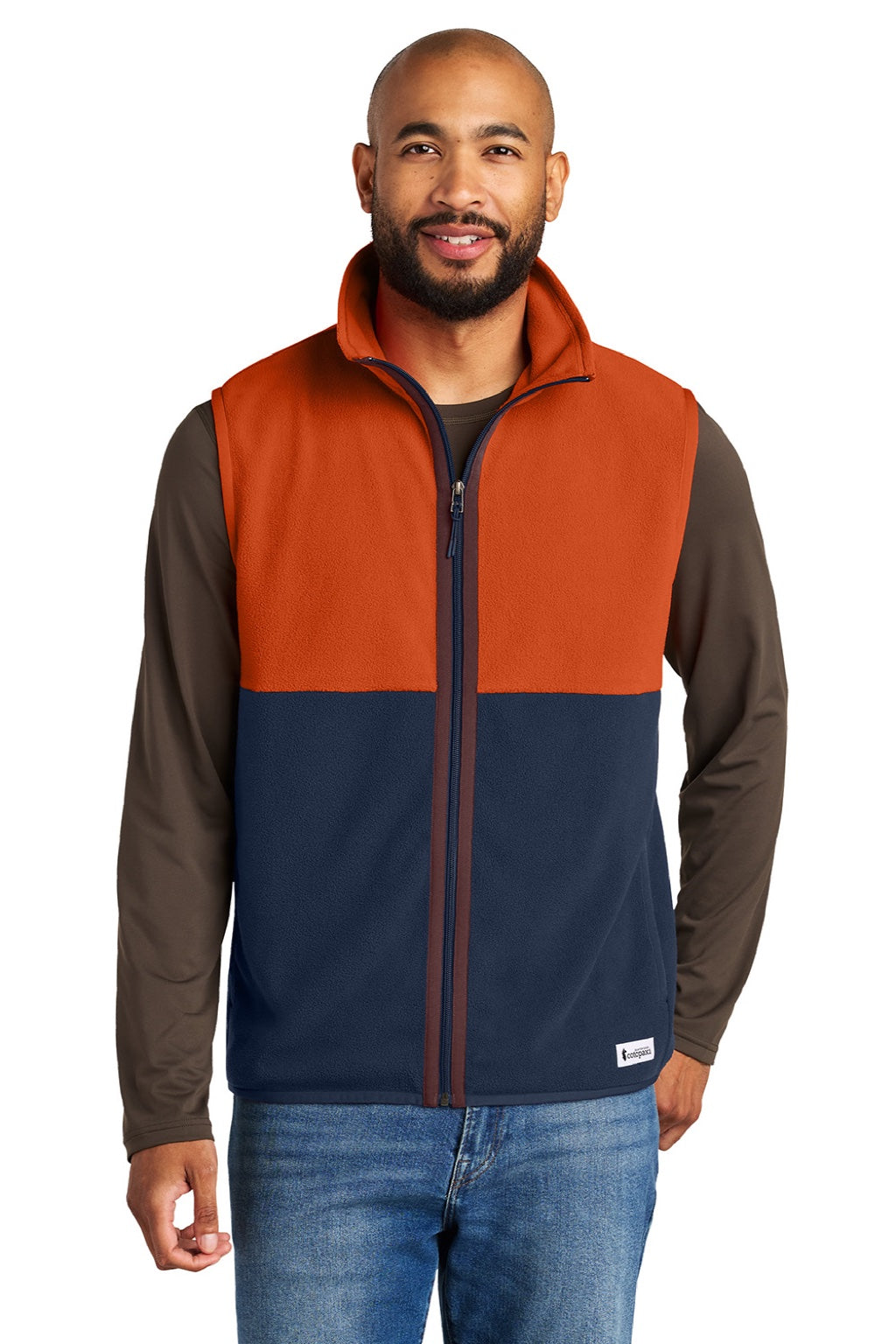 Cotopaxi COTOM1693 Mens Amado Fleece Full Zip Vest Canyon/Maritime Blue Model Front