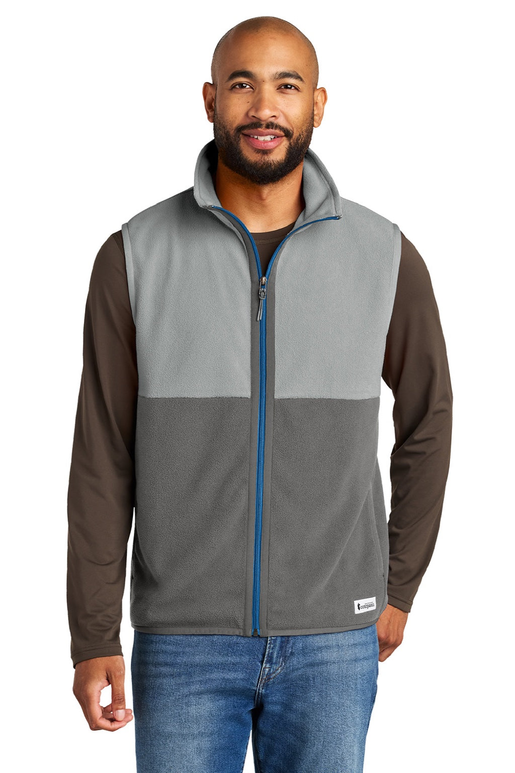 Cotopaxi COTOM1693 Mens Amado Fleece Full Zip Vest Smoke Grey/Cinder Grey Model Front