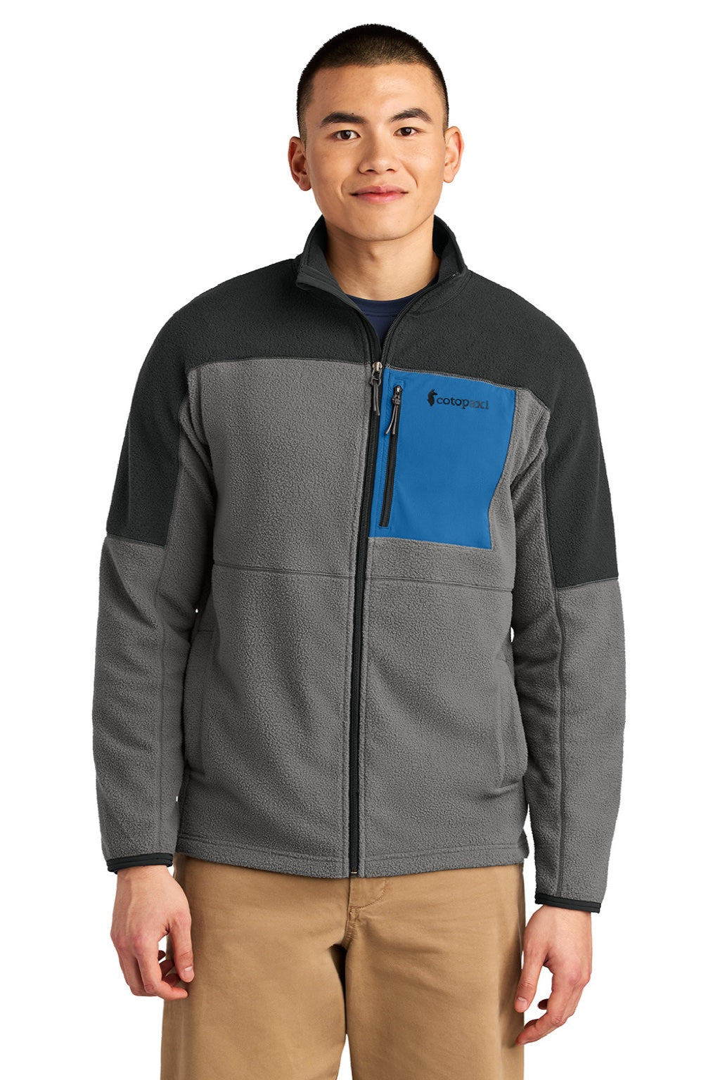 Cotopaxi COTOM1695 Mens Abrazo Full Zip Fleece Jacket Black/Cinder Grey Model Front
