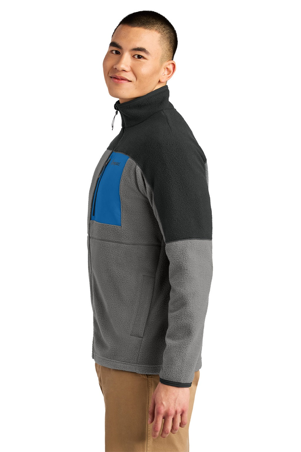 Cotopaxi COTOM1695 Mens Abrazo Full Zip Fleece Jacket Black/Cinder Grey Model Side