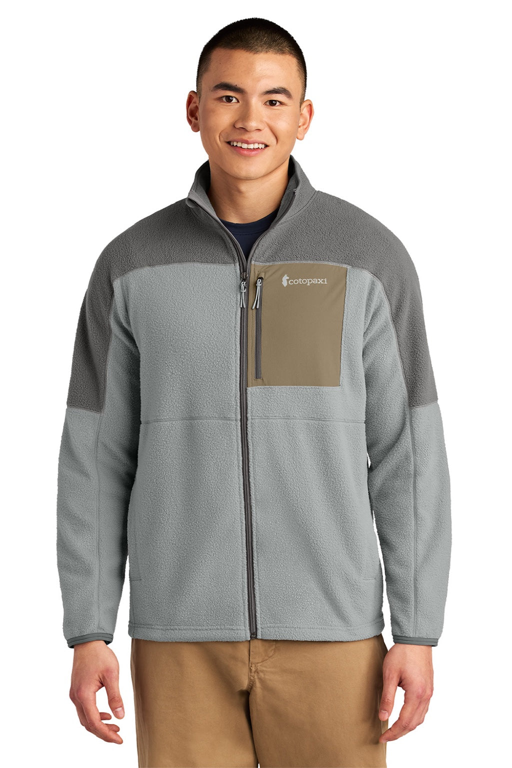 Cotopaxi COTOM1695 Mens Abrazo Full Zip Fleece Jacket Cinder Grey/Smoke Grey Model Front