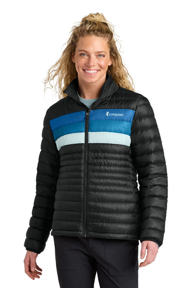 Cotopaxi COTOW1688 Womens Fuego Full Zip Down Jacket Black/Atlantic Blue Model Front