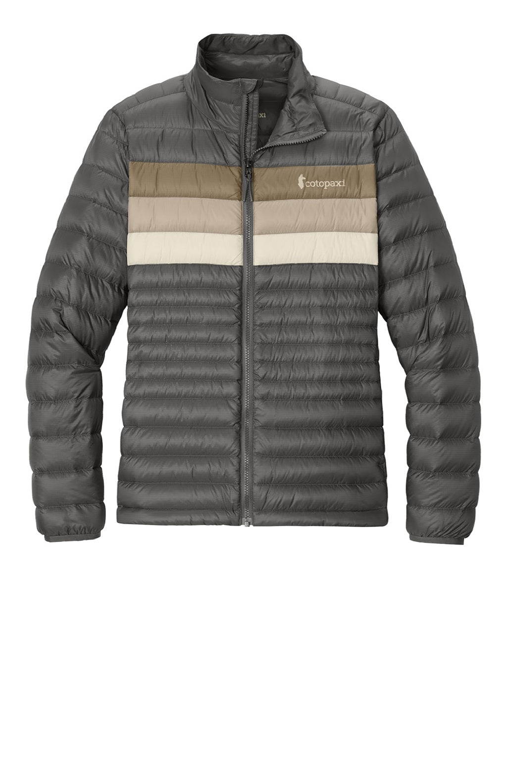 Cotopaxi COTOW1688 Womens Fuego Full Zip Down Jacket Cinder Grey/Desert Brown Flat Front
