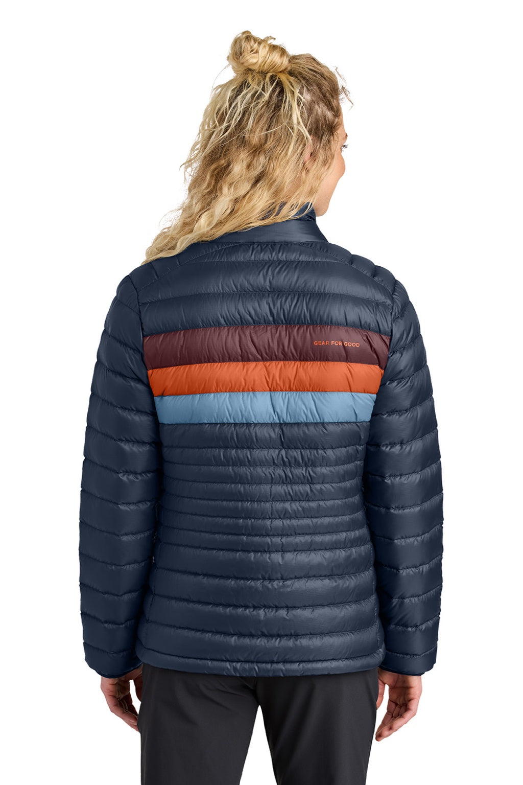 Cotopaxi COTOW1688 Womens Fuego Full Zip Down Jacket Maritime Blue/Mulberry Model Back