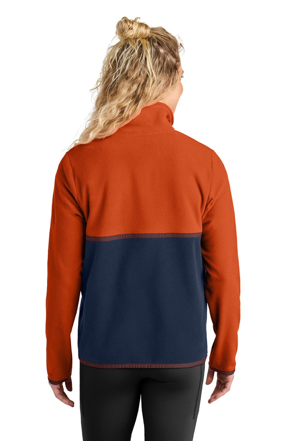 Cotopaxi COTOW1692 Womens Amado 1/4 Zip Fleece Sweatshirt Canyon/Maritime Blue Model Back