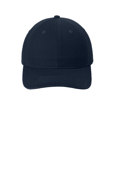 Port & Company Hats CP77 Mens Brushed Twill Adjustable Hat Navy Blue Flat Front