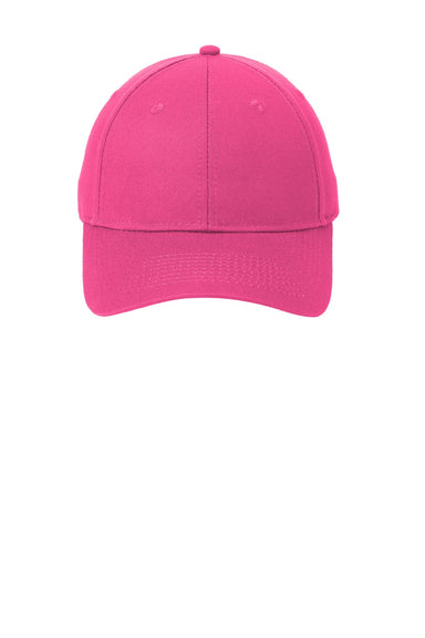 Port & Company Hats CP80 Mens Twill Adjustable Hat Neon Pink Flat Front
